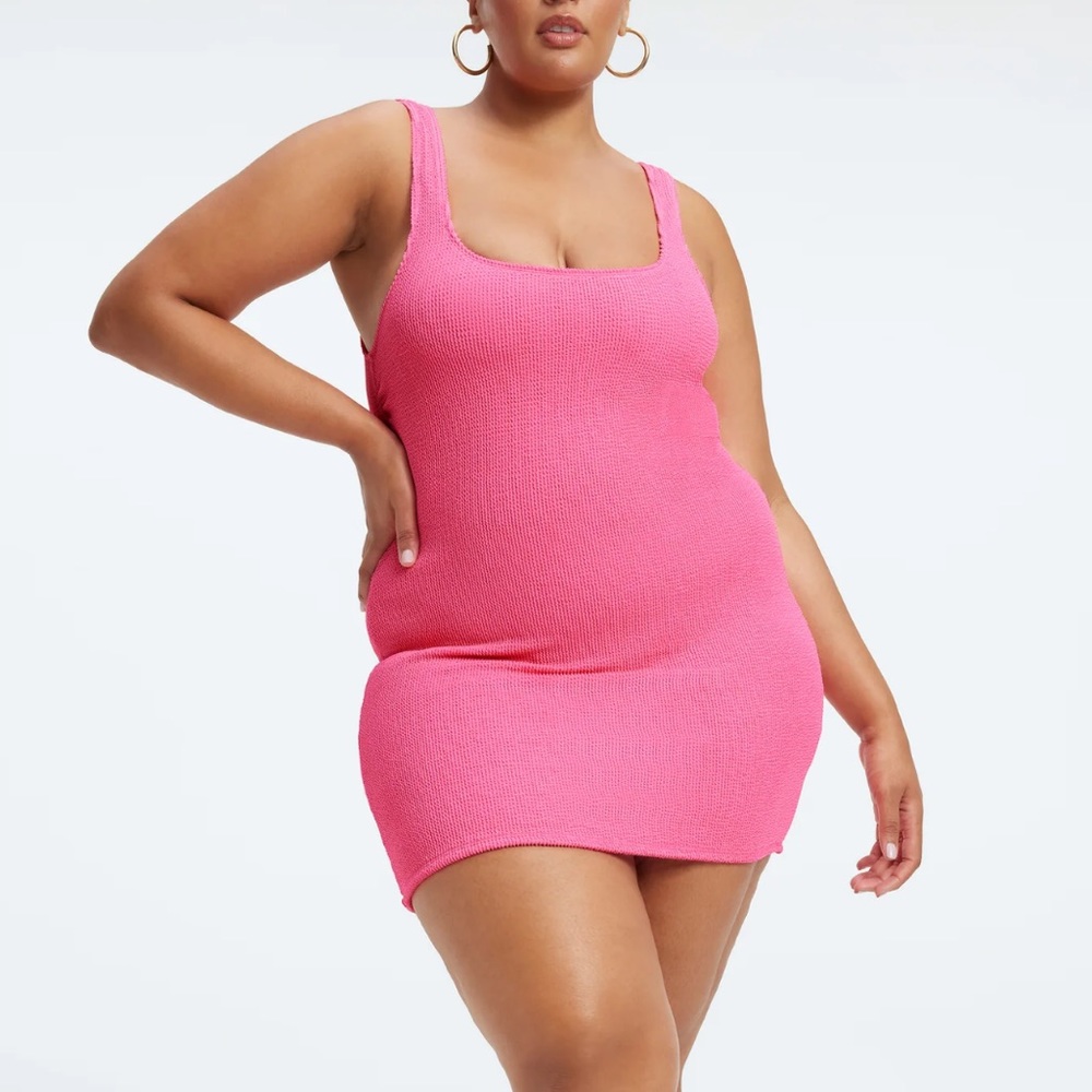 Good American Always Fits Mini Dress Bright Pink